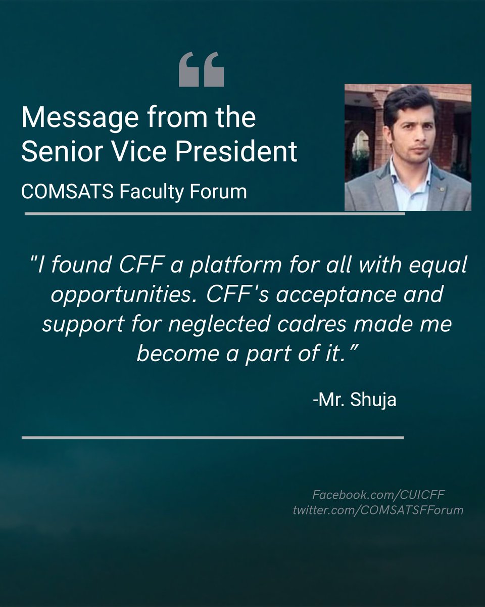 COMSATSFForum's tweet photo. Message from the Sr. Vice President of COMSATS FACULTY FORUMπππ
βοΈβοΈ
Vote for change,
Vote for Comsats faculty Forum
Because,
Together we can make a difference.
#comsatsfacultyforum #cui_lahore #comsats #cuiFaculty #cui_asa https://t.co/7BPI9RDzON