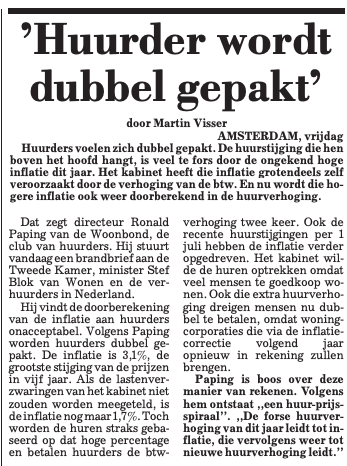 martinvisser's tweet photo. dankzij btw-verhoging vorig jaar, stijgt inflatie en daarmee ook de aan inflatie gekoppelde huren. hoogste huurstijging in 6 jaar. toen was de reden exact hetzelfde. #huurprijsspiraal https://t.co/dREEiQnR81