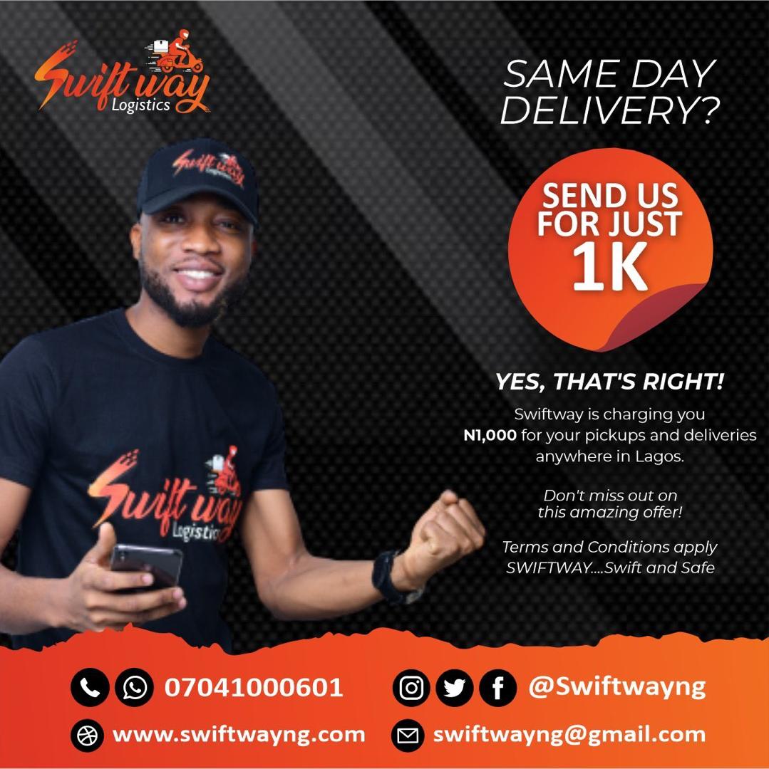 SwiftwayNg's tweet image. We have started receiving Orders for the Day, Call us on 07041000601 for your swift and safe Dispatch Service in Lagos.

Retweet Please, Our customers might be on your Timeline

#SwiftwayNG #SwiftwayLogistics #Logistics