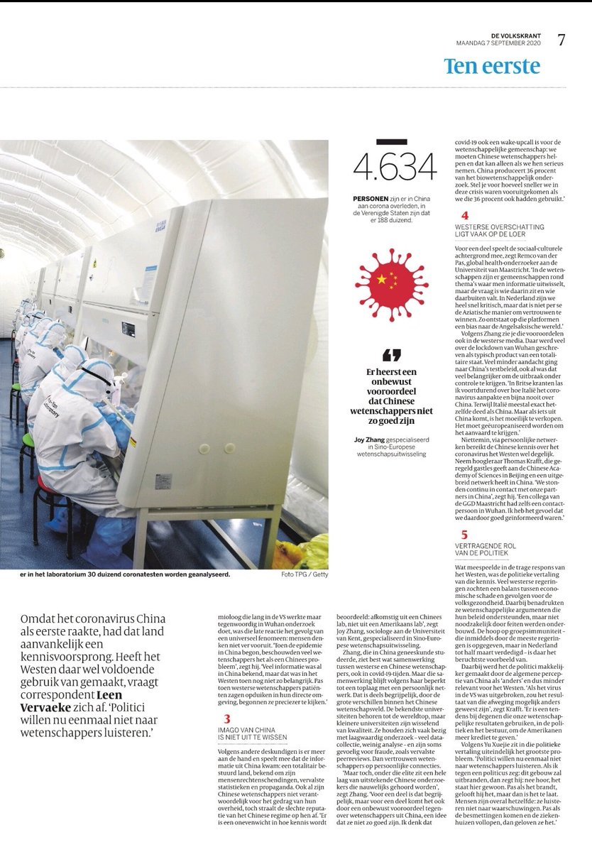 HeinRaat's tweet photo. @leenvervaeke in @volkskrant: Waarom het Westen niet luisterde naar China bij #Corona #Pandemie. Werken uit standaardreactie? Imago van China? Westerse overschatting? Op 31-1-2020 waren er al 65 #COVID19 artikelen. Zie onze (gratis) review uit die tijd. 
 https://t.co/Pv6KDoBW1P https://t.co/Uez6b17rIR