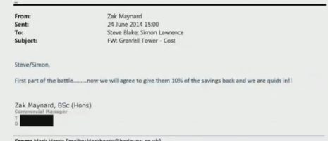 Lunchtime update from the Grenfell Tower Inquiry:- Rydon manager gloated about being 'quids in' as he discussed profit boost company would get through switching cladding to deadly ACM