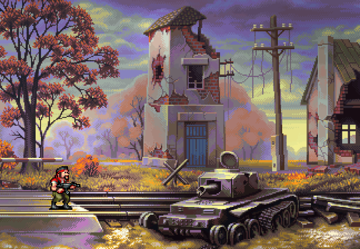 KKarpeniuk's tweet photo. Krautbuster stage 3 details #pixelartist #pixelart #spriteart #pixels #gamedesign #gamedev #indiedev #IndieGameDev #indiegame #environmentart #ngdev #aseprite https://t.co/E36v58NGCV
