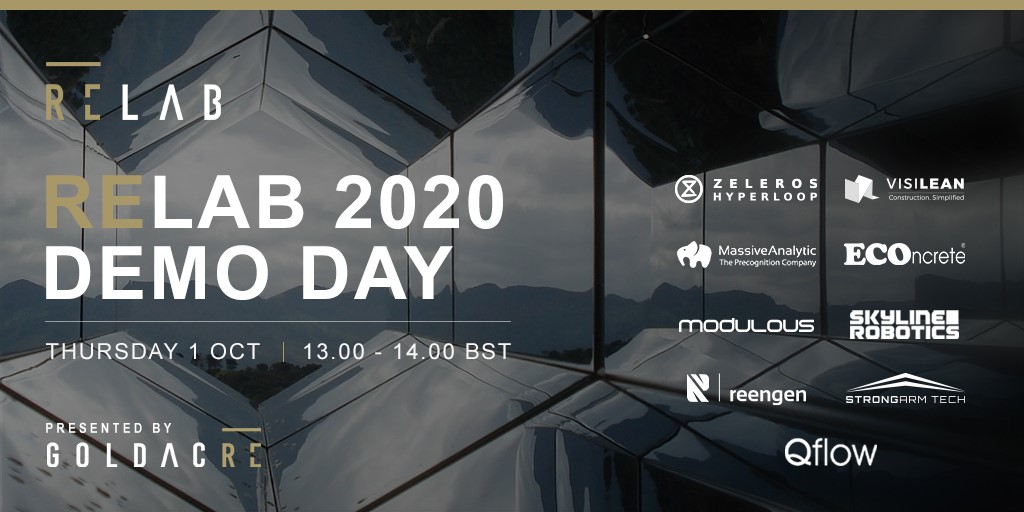 Our first ever virtual #RElab2020 Demo Day is 1 Oct! Come, hear our exceptional international cohort who are reimaging and reshaping the relationships between #realestate #infrastructure #construction #sustainability #technology. Be sure to sign up! bit.ly/2ELqGCx