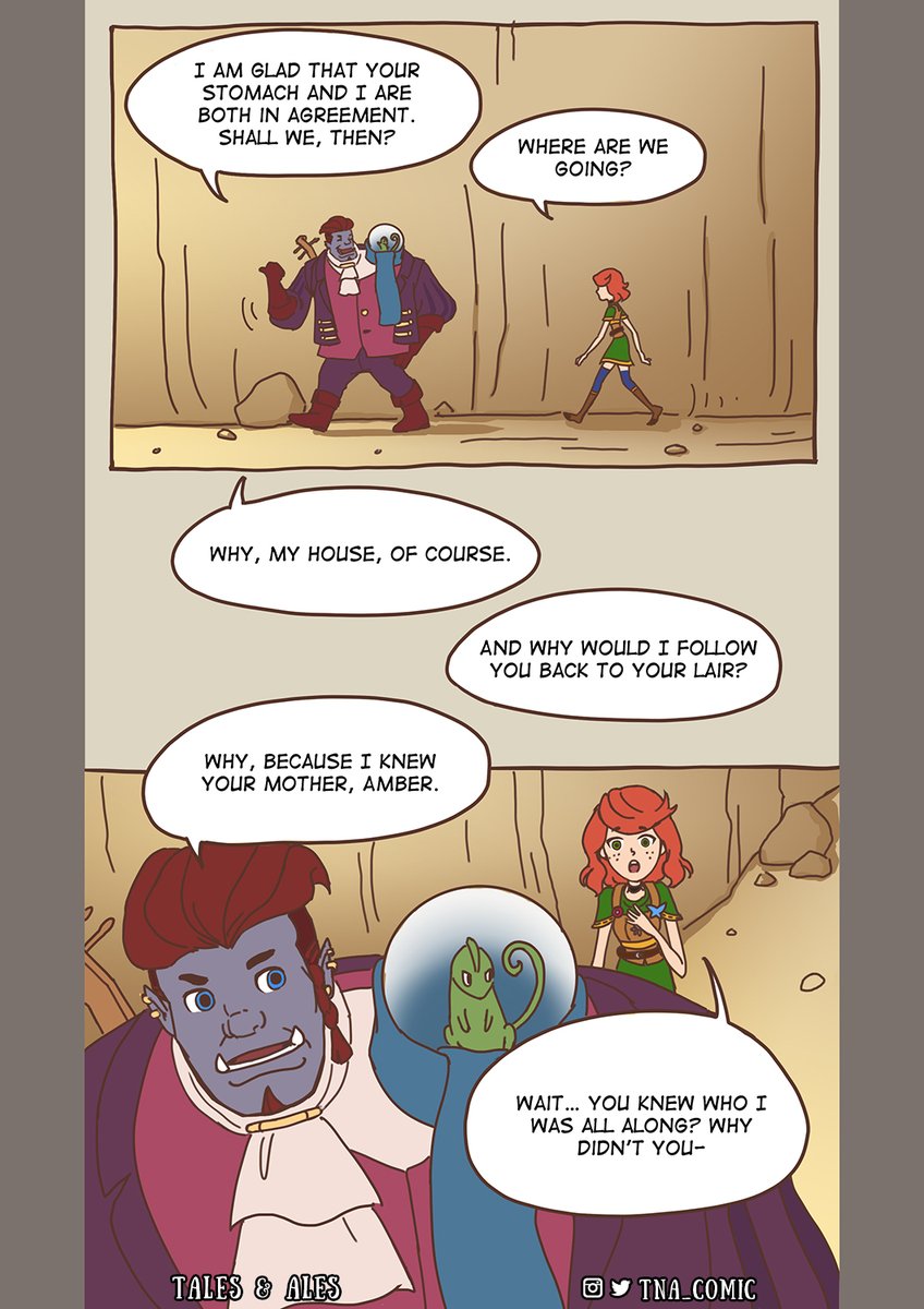 tna_comic's tweet photo. Tales &amp; Ales' Pages 33-36 are here!

Read the comic as how we intended at Webtoons, link in our profile.

#comics #comic #comicart #webcomic #dnd #dungeonsanddragons #webtoon #fantasy #fantasyart #story #art #amber #redhead #cat #cats #felis #tapas #tapastic #dndmemes #ogre #bard https://t.co/dxRPR3YyHl