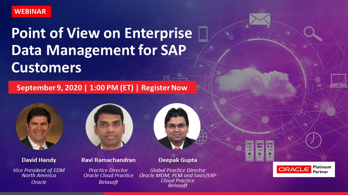 birlasoft's tweet photo. 2 days to go! Join this #virtualsession orchestrated by @Oracle and Birlasoft experts as they discuss about how #SAP customers can quickly realize the benefits of #Oracle EDM platform delivered by Birlasoft within 12 weeks. 

Register in the link. https://t.co/sxJYY38rlB https://t.co/4BM8nttyBn