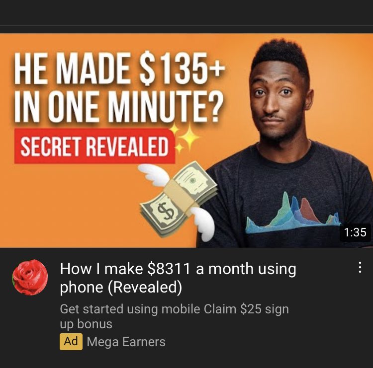 MKBHD's tweet photo. Classic scumbag behavior: Pick a YouTuber. Steal their image and put it in a clickbait ad for your product. Spend money targeting that YouTuber's audience with that ad.

For the record (feels crazy that I have to say this) I have nothing to do with this product/ad https://t.co/d40iUxQTEs