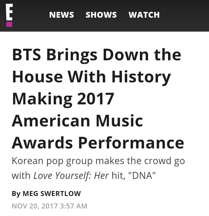 BTS performed at America's Music Awards.