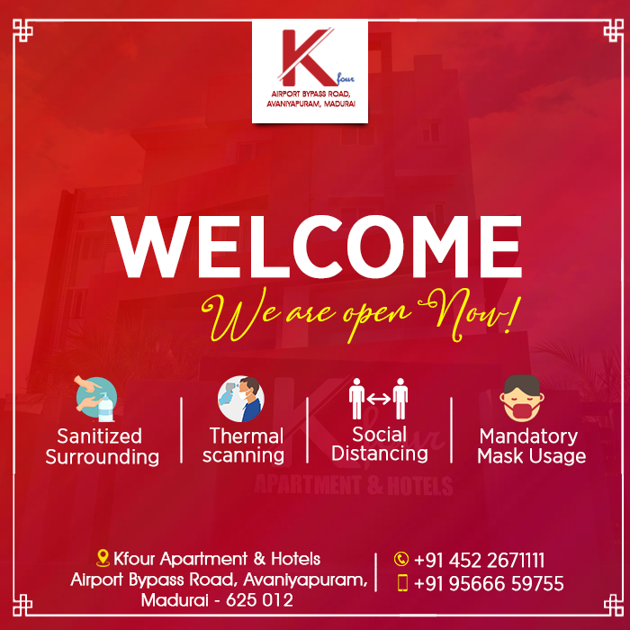 KFourHotel's tweet photo. We are now open with all precautions!!!
Book Nowπ https://t.co/XwLDrsPJTX
#kfour #kfourapartment #apartment #kfourhotels #rooms #kfourapartmentsandhotels #madurai #thoonganagaram #homestay #serviceapartment #airport #comfort #family #store #safestenvironment https://t.co/vGT55GK58y