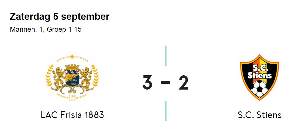 2e bekerwedstrijd nipt verloren tegen <a href="/lacfrisia/">LAC Frisia 1883</a> 
Dinsdag oefenen tegen <a href="/SneekWitZwart/">VV Sneek Wit Zwart</a> en zaterdag de 3e bekerwedstrijd tegen <a href="/LwdZwaluwen/">Leeuwarder Zwaluwen</a> #voorbereiding