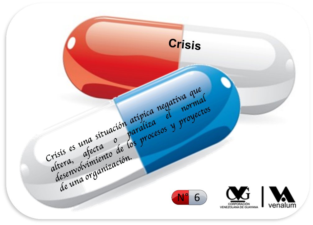 GerenciaTic's tweet photo. #PíldorasGerenciales: Píldora 6: La gestión de crisis considera los siguientes factores:
 - Impedir o prevenir la crisis
 - Prepararse para el manejo de una crisis
 - Identificar las causas
 - Contener la crisis
 - Resolverla y aprender de su ocurrencia.
@VENALUM_CVG https://t.co/HZvydkei5o