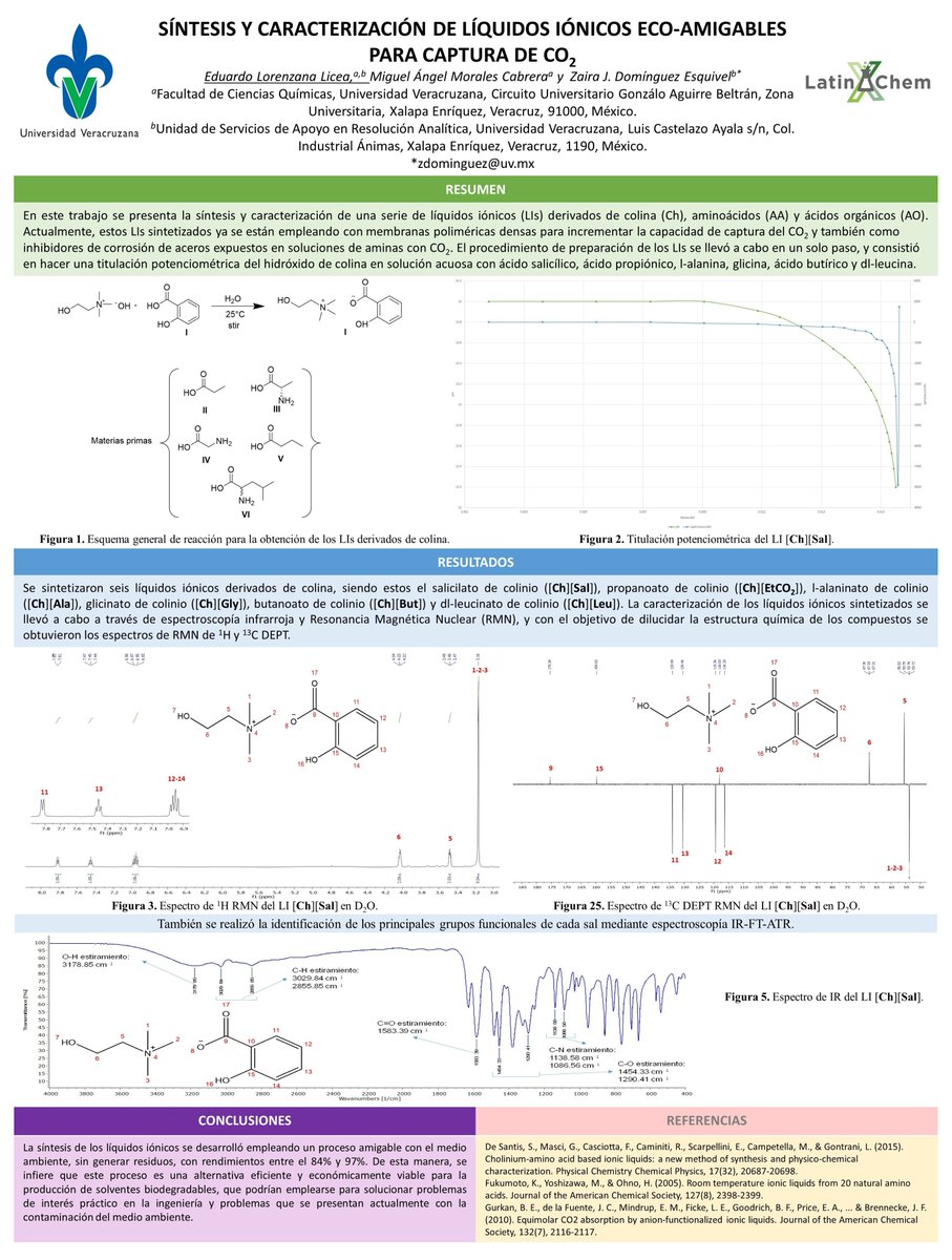 LaloLLicea's tweet photo. Hola @LatinXChem, este es mi trabajo "Síntesis y caracterización de líquidos iónicos eco-amigables para captura de CO2" #LatinXChem #LatinXChemOrg #OC063 https://t.co/hg1aj9ZIgv