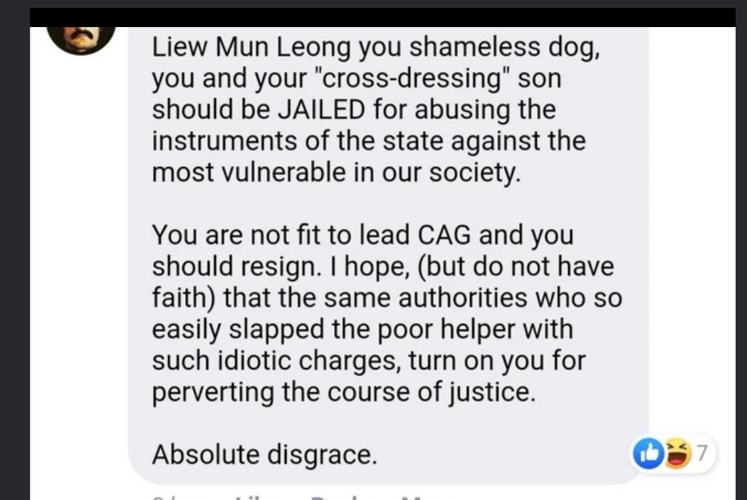 The Changi Aiport Group facebook page is apparently filled with attacks agains the corporate group and chairman. (clarif: the comment does not appear harmful to cross-dressers. The use of "" suggests that the issue is Karl Liew's obvious lies). Source:  https://www.reddit.com/r/singapore/comments/intdxl/changi_airports_facebook_flooded_with_angry/