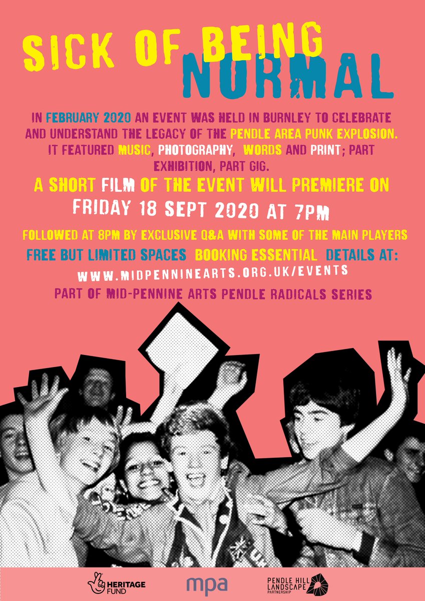 teamMPA's tweet photo. #SickOfBeingNormal film premiere and special online event. Friday 18th September. FREE, but booking essential for event. Find out more: https://t.co/eZmu8VYkwd
#Sickofbeingnormal #Pendlepunks @PendleHillLP @boffwhalley @hartleysplot @ShonaghShort @nickhunt https://t.co/gRaBkJ0meL