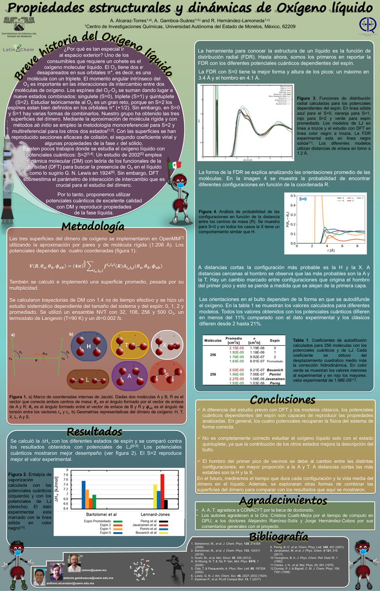 Anthoni_AT's tweet photo. Hola @LatinXChem, este es mi trabajo "Propiedades estructurales y dinámicas de Oxígeno líquido".
Hi @LatinXChem, this is my work “Structural and dynamic properties of liquid oxygen”, #LatinXChem #LatinXChemTheo #Theo112 https://t.co/rhjbIchkC1
