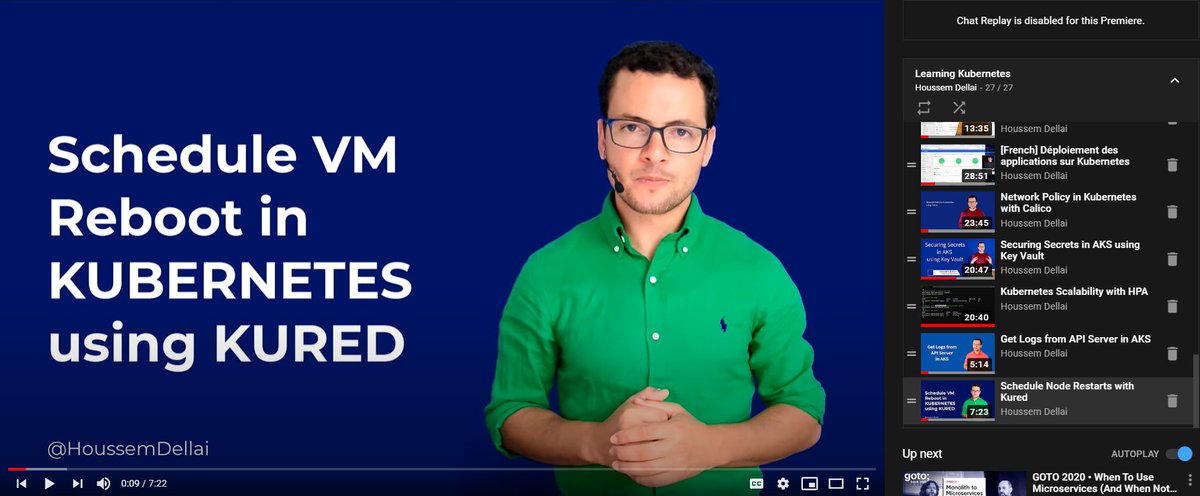 HoussemDellai's tweet photo. The video #27 about @kubernetesio is demoing #kured for scheduling node restarts
I hope you will like it :) 💻
https://t.co/BVfRpm9S3R https://t.co/0j5HIozcdK