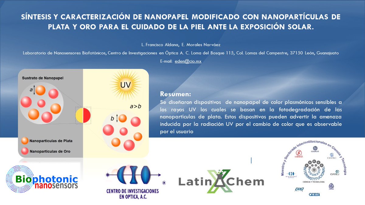 Leydi25086932's tweet photo. Hola @LatinXChem, este es mi trabajo “Síntesis y Caracterización de Nanopapel Modificado con Nanopartículas de Plata y Oro para el Cuidado de la Piel Ante la Exposición Solar”, #LatinXChem #LatinXChemNanoMat #Nano012 #nanoplasmonics #nanocellulose #UVsensor https://t.co/KxCtfhLwtl