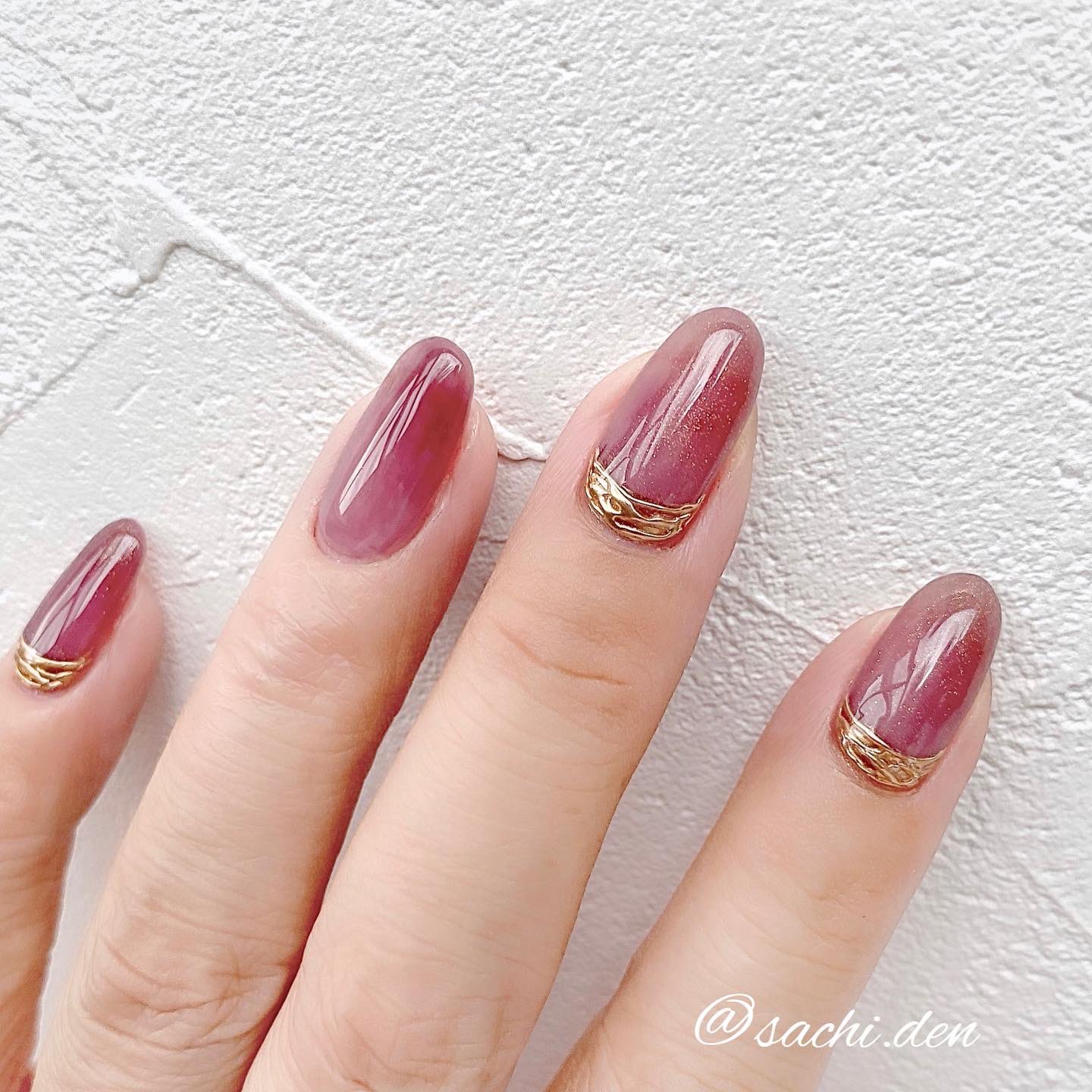 Sachi ジューシーぶどう色ネイル Irogelスモーキークリアカラー B 33 クリアロマネスク 大人っぽ色がなんとも美しい ジェルネイル 秋ネイル ミラーネイル