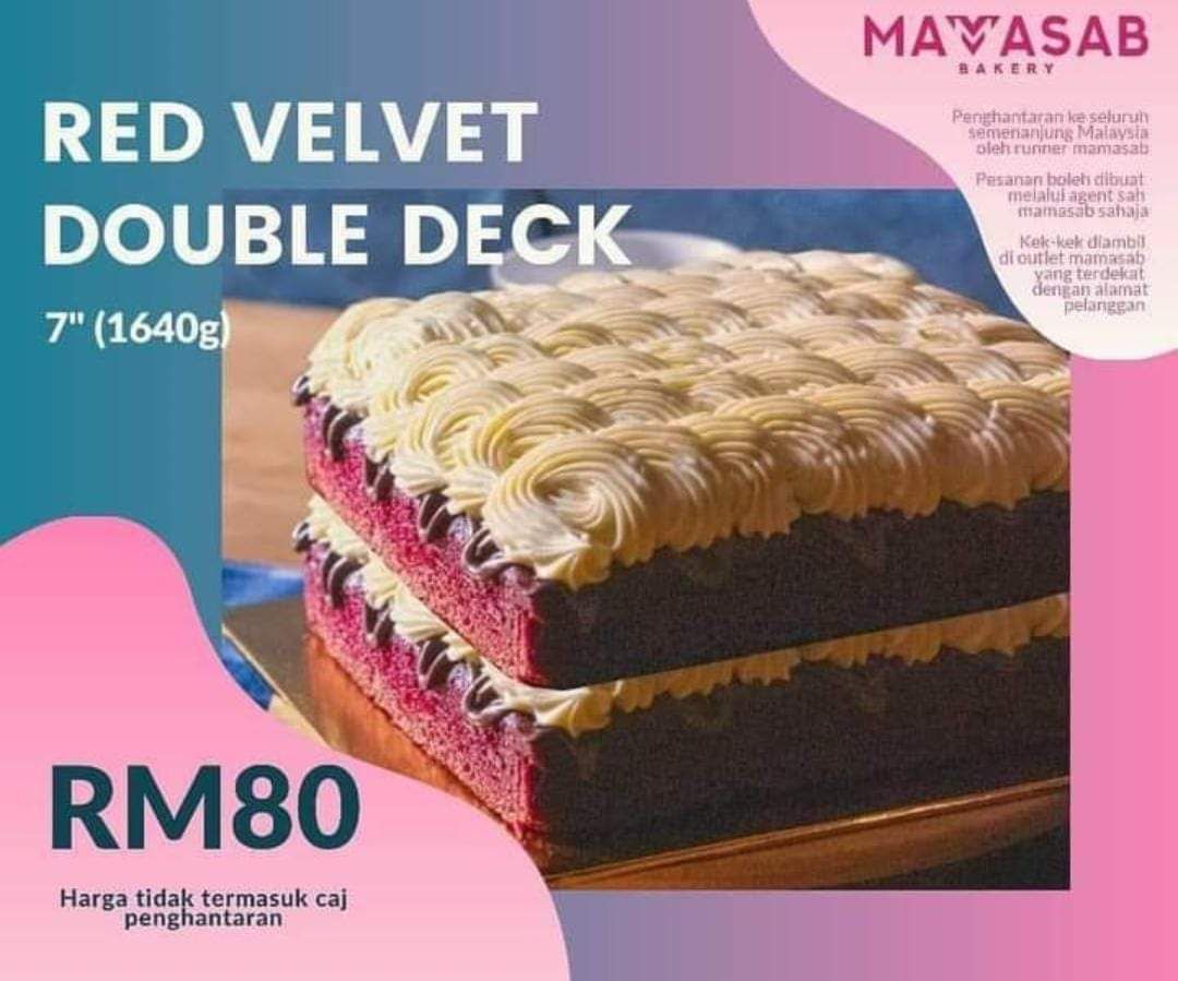 1. Red Velvet Standard RM402. Red Velvet Full Nutella RM503. Red Velvet Standard Double-Deck RM804. Red Velvet Full Nutella Double-Deck RM100 #mamasab