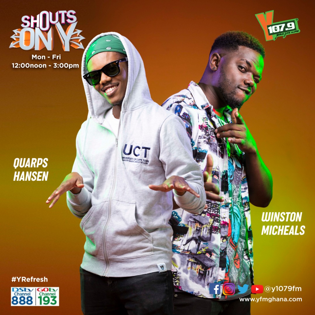 Y1079FM's tweet image. Lunchtime fun-time w/ @winstonmicheals X @quarpshansen - the dynamic duo on #ShoutsOnY! 

#CashFlowMonday - let your shouts flow for the hustle! 0202222073 📲

#YRefresh #GhanaMonthOnGMABC