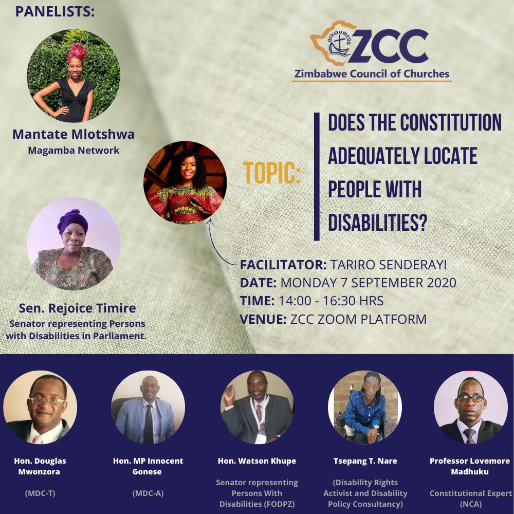 I’m a panelist in this platform kicking off now. Hit me up with views I’ll still be able to push them into my views. 

#ConstitutionZimbabwe #PWDs #YouthPerspective