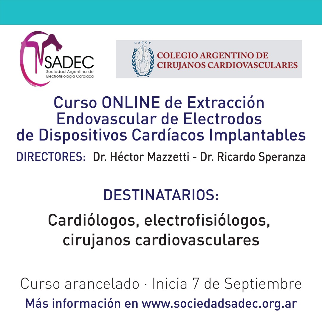 Speranzaric's tweet photo. Hoy iniciamos en @sociedadsadec Curso On Líne de Extracción endovascular de electrodos de dispositivos cardiacos! Tengo el placer de dar la primera charla "Infecciones asociadas a dispositivos cardiacos implantables: prevención,sospecha, y diagnóstico"! https://t.co/6kmcbJ8Fu4