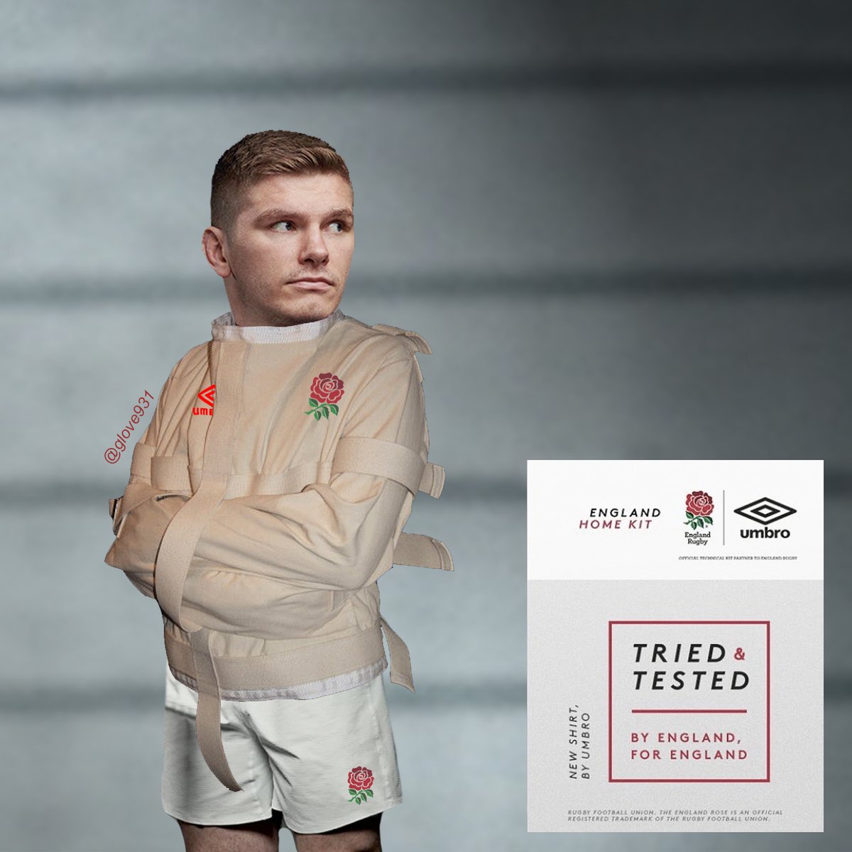 glove931's tweet photo. Nice of Umbro to make a special England kit just for Owen Farrell https://t.co/bUyDsaZ3YI
