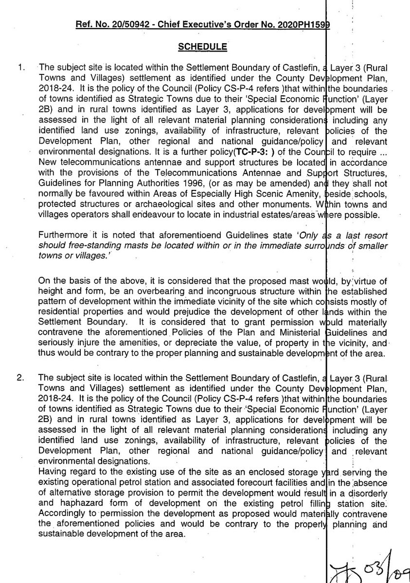 PatriciaMAC10's tweet photo. #5g mast refused in #Donegal @donegalcouncil decision below. #5gcontrol #COVID19 #WWG1GWA https://t.co/qEXG2IIkfH