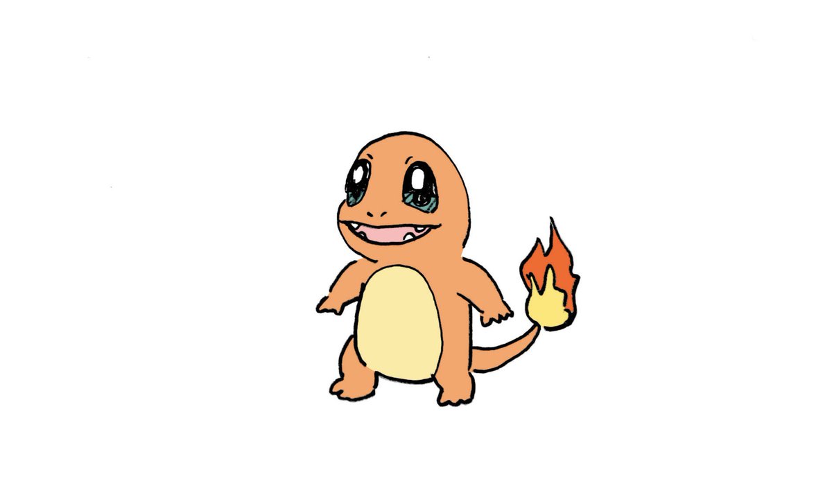 charmander flame-tipped tail pokemon (creature) no humans solo fangs simple background full body  illustration images