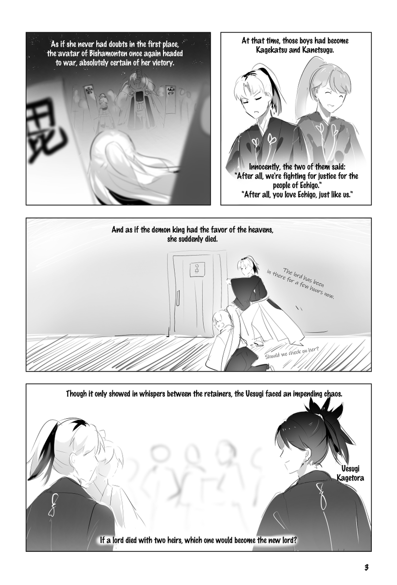 Never got the chance to post this before but since it's related, here's a bit of a history comic ft. Kagetora (+ Nobu cameo) slightly inspired by Tenchijin.

Full comic (12 pages) in Imgur link since I don't want to spam the TL-- https://t.co/V4CiKnY3Ib 