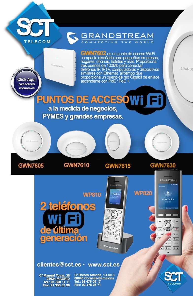 Puntos de acceso de #Grandstream a la medida de negocios, #PYMES y grandes #empresas.
sct.es
