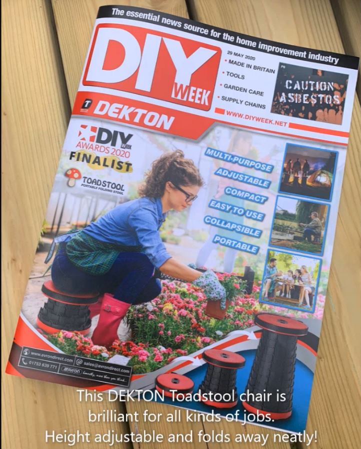 AvronTradingLtd's tweet photo. DIY Week Awards 2020 - Winners Announced https://t.co/4MCefXwx19 @AvronTradingLtd Winner of Garden Leisure Product - portable folding Toadstool https://t.co/1zJDPPmp6m