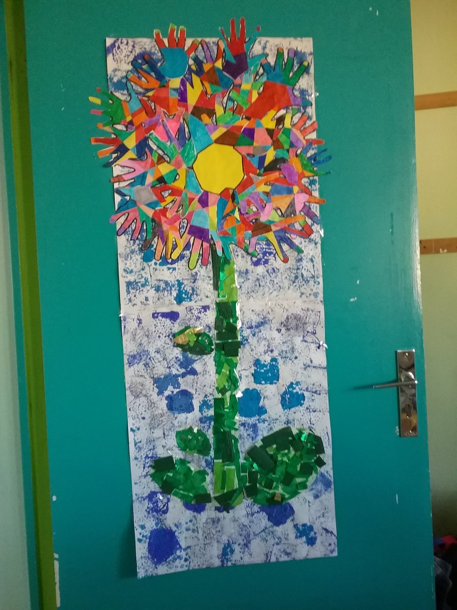 Ce1Ce2Scey's tweet photo. Bonjour à tous! On vous souhaite une bonne #rentrée. On  a tous colorié notre main pour faire les pétales d'une fleur. Solène et Eloane https://t.co/yn9RvsVazp