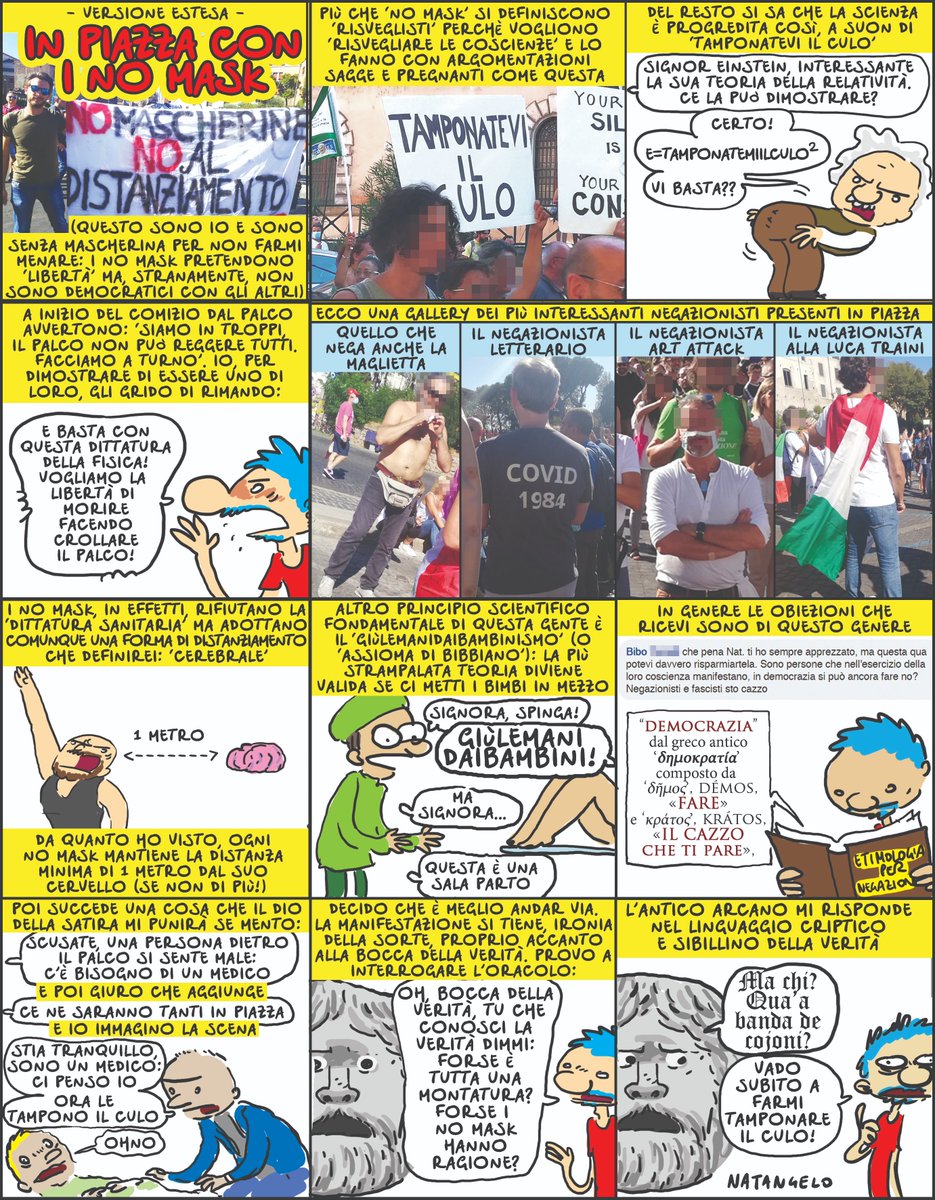 In piazza con i No-Mask - la versione estesa e aggiornata del mio reportage pubblicato da Il Fatto Quotidiano
#nomask #covid #covid19 #negazionisti #covidioti <a href="/fattoquotidiano/">Il Fatto Quotidiano</a> #covidiots #reportage  #fumettiitaliani #vignetta #fumetto #umorismo #satira #humor #natangelo