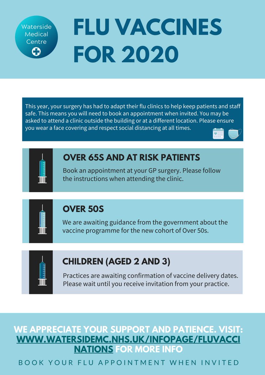 If you have received your flu vaccination invite, please book your appointment via the Patient Access App or by calling 01926 428321.

We are taking measures to keep patients and staff safe at our flu clinics. Please ensure you wear a face covering and maintain social distancing.