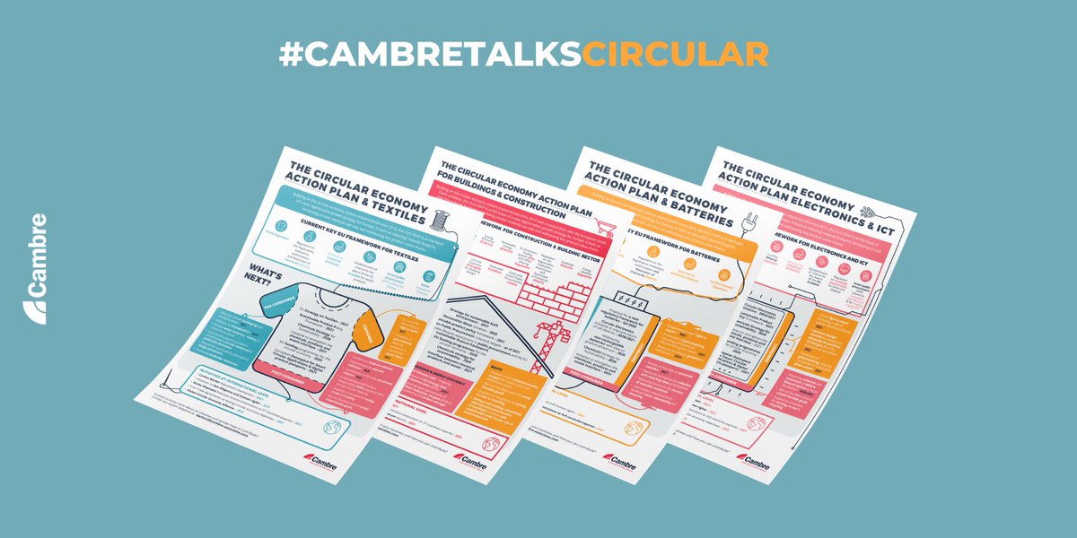 Happy 6-month anniversary #CircularEconomyActionPlan 🥳. This week, we’ll be taking a look at what’s in store for 4 key sectors: batteries, ICT, textiles and construction. Check out our infographics & plan ahead! #CambreTalksCircular #CambreTalksGreen bit.ly/3jhllSy