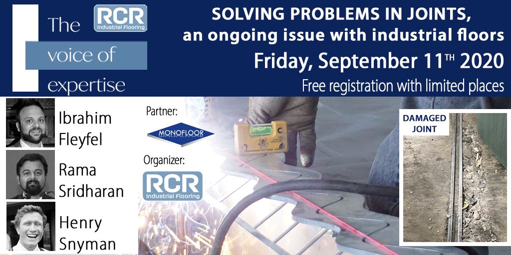 Monofloor (@monoflooruk) on Twitter photo ❕The Voice of Expertise
📆Friday 11th September
🕙10:00 - 11:15 GMT
Free webinar hosted by <a href="/RCRIF/">RCR Ind. Flooring</a>. Join Ibrahim, Rama and Henry as they explore how to solve the ongoing issue with industrial floors, joints.
For more info and to register buff.ly/2F9kXGQ ❕The Voice of Expertise
📆Friday 11th September
🕙10:00 - 11:15 GMT
Free webinar hosted by <a href="/RCRIF/">RCR Ind. Flooring</a>. Join Ibrahim, Rama and Henry as they explore how to solve the ongoing issue with industrial floors, joints.
For more info and to register buff.ly/2F9kXGQ