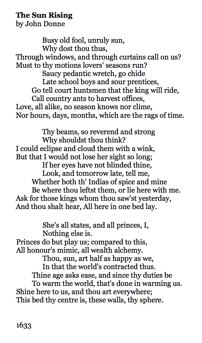 The Sun Rising poem Wikipedia 46 OFF