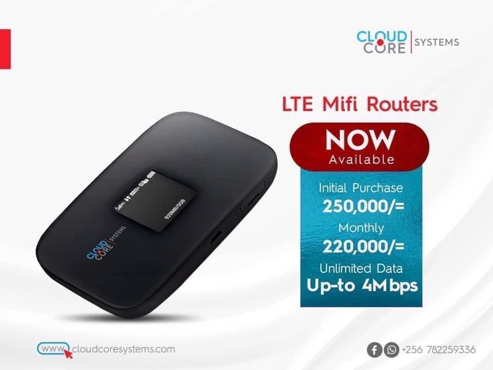 cloudcoresystem's tweet photo. Poor internet connection shouldn’t be the reason you fail to meet your targets this week. Get yourself an LTE mifi router which comes with 1 month free of unlimited data upto 4mbps. Contact us on +256 782 259 336. 

#CloudCoreSystems #LifeMadeEasy https://t.co/zJyznPjIuQ
