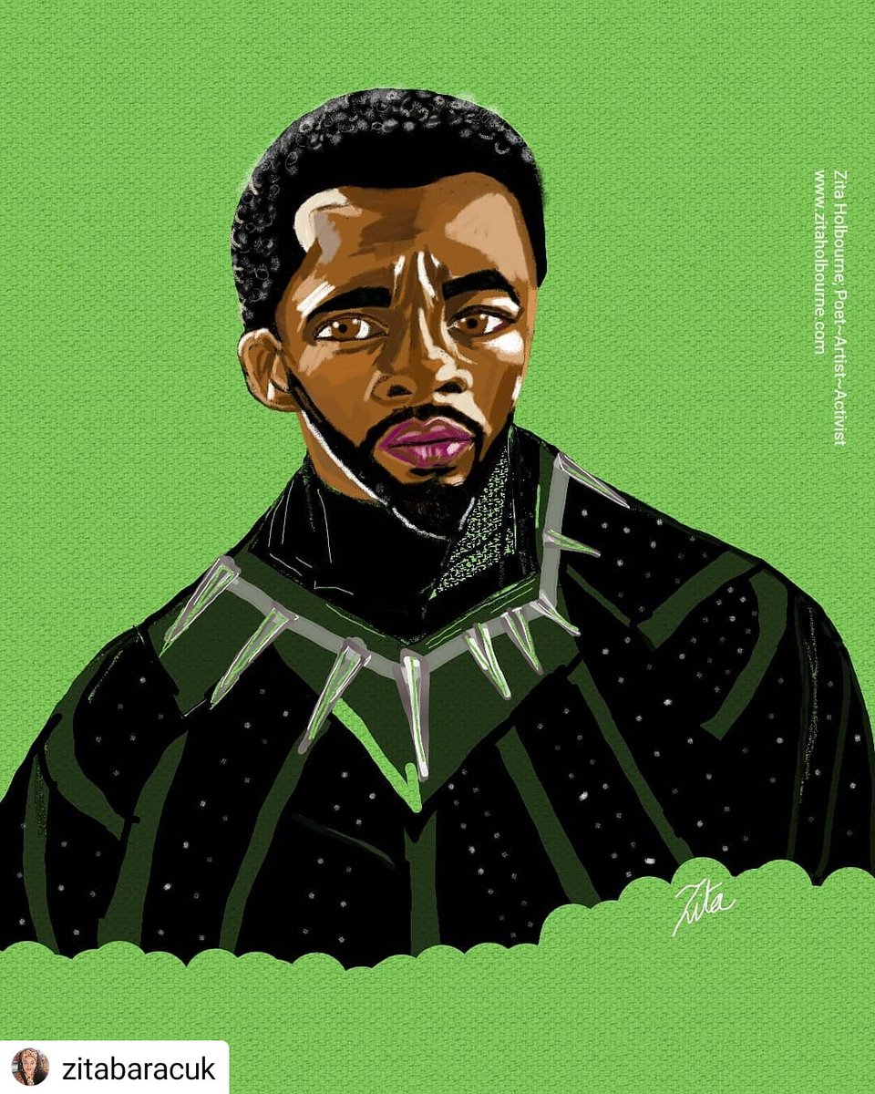 BARACUK's tweet photo. Tribute to @chadwickboseman  by chair of @BARACUK #ZitaHolbourne 
Rest in Power. ✊🏾❤🖤✊🏾 Thank you for your artistry.  #ChadwickBoseman  #BlackPanther  #actor https://t.co/5NDNPkSN7o
