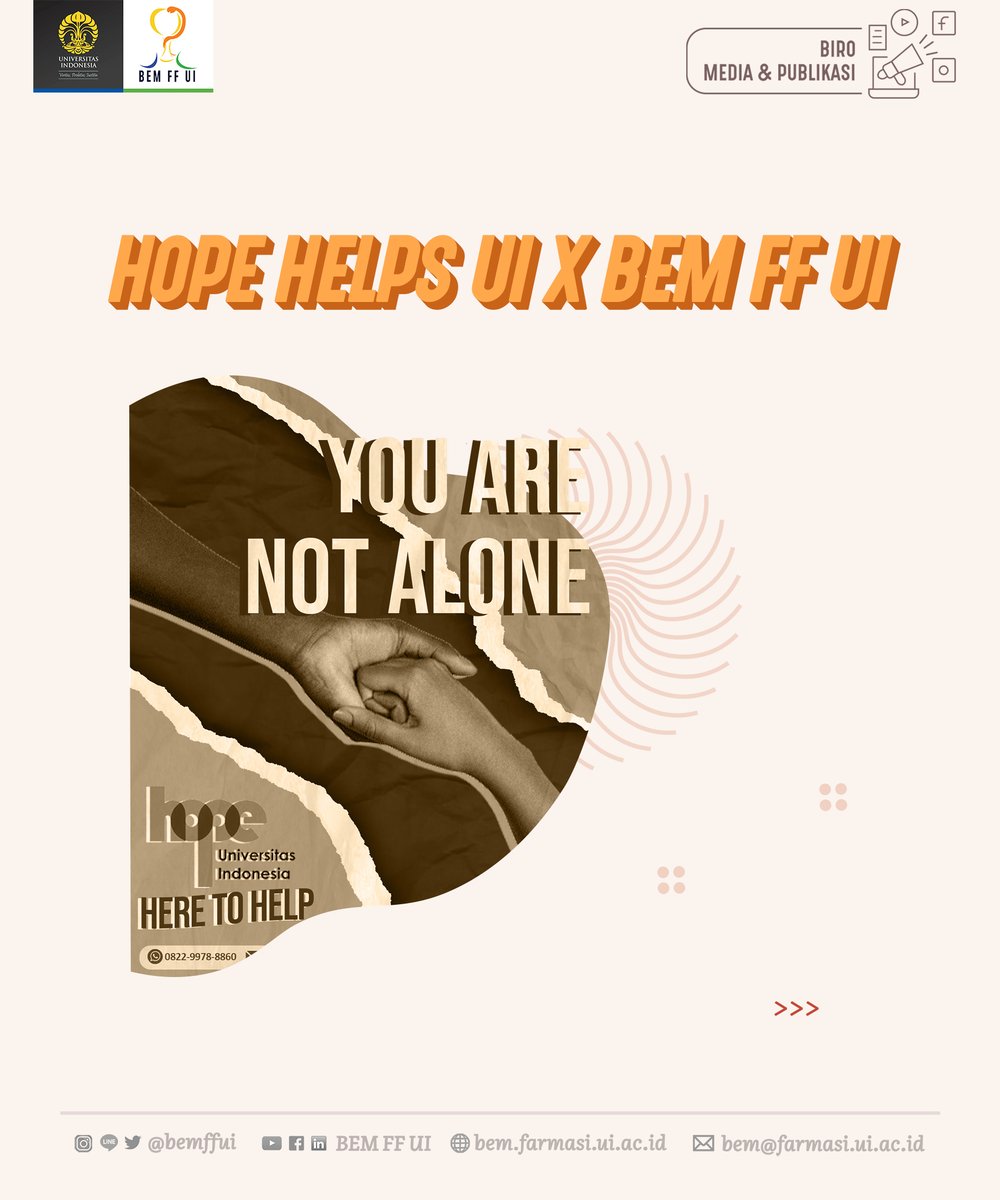 BEMFFUI's tweet photo. ⁣
#HopeHelpsUI⁣
Pengada Layanan Tanggap dan Pencegahan Kekerasan Seksual di Kampus Universitas Indonesia

Diteruskan oleh
Biro Media dan Publikasi
BEM FF UI 2020
#KolaborasiUntukKarya https://t.co/6CX0QFrOIi