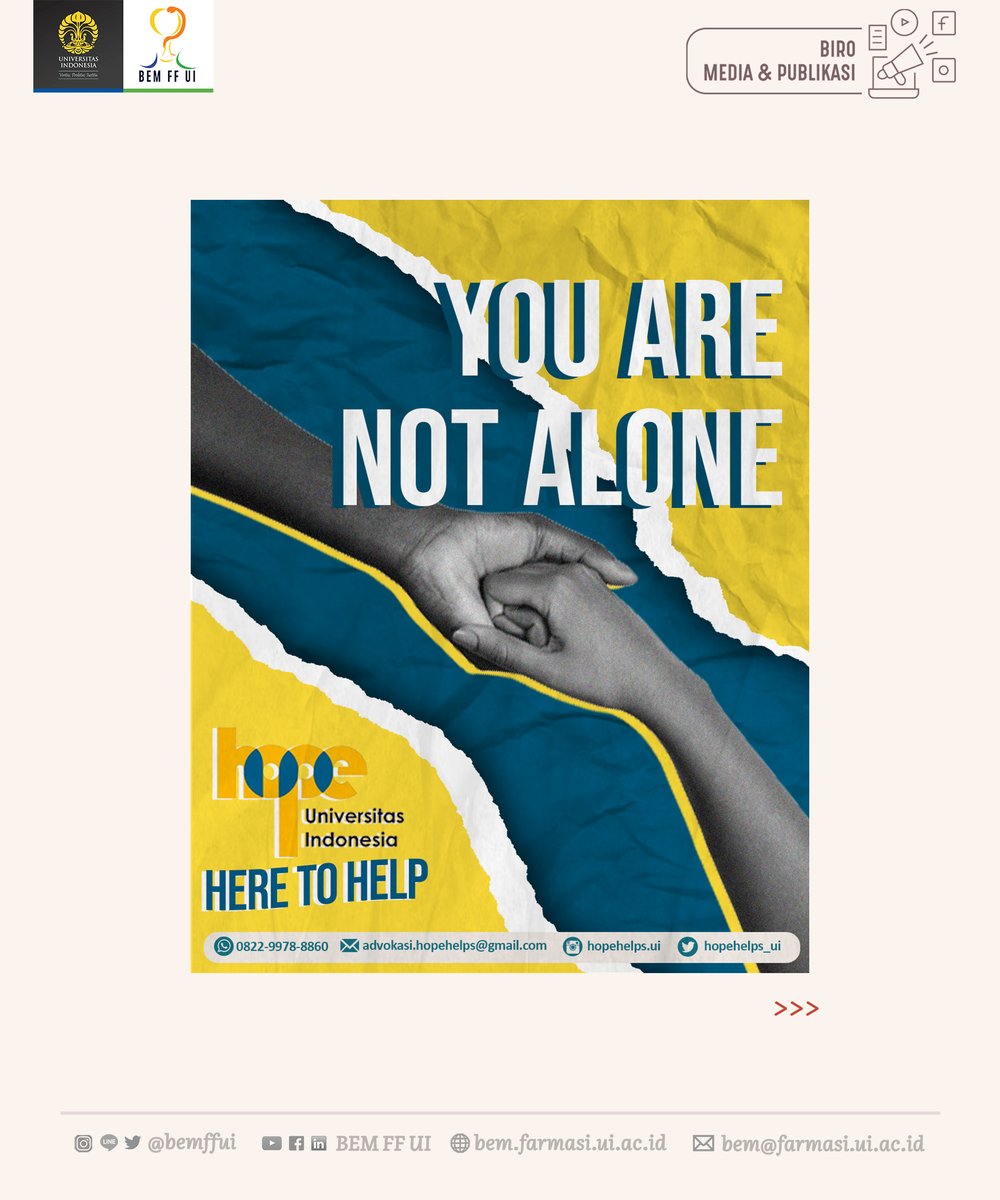 BEMFFUI's tweet photo. ⁣
#HopeHelpsUI⁣
Pengada Layanan Tanggap dan Pencegahan Kekerasan Seksual di Kampus Universitas Indonesia

Diteruskan oleh
Biro Media dan Publikasi
BEM FF UI 2020
#KolaborasiUntukKarya https://t.co/6CX0QFrOIi