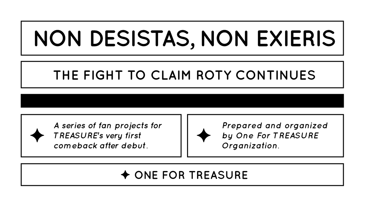 OneForTREASURE's tweet photo. Non Desistas, Non Exieris
ใผ
FIRST COMEBACK PROJECT FOR #TREASURE
OFT is organizing a series of fan projects for TREASUREโs very first comeback. Please check the thread below for the complete information. Never give up, never surrender. The fight to claim ROTY continues. ๐โจ https://t.co/8UlZLwQNd0