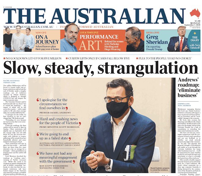 #ScottyFromMarketing wants a fall guy for 1st recession in 30yrs: Dan Andrews. Nothing is Scott’s responsibility: aged care failure; dodgy Covid app; slow stimulus when Covid first hit; no infrastructure plan to rebuild confidence. All aided by Murdoch’s Liberal protection racket