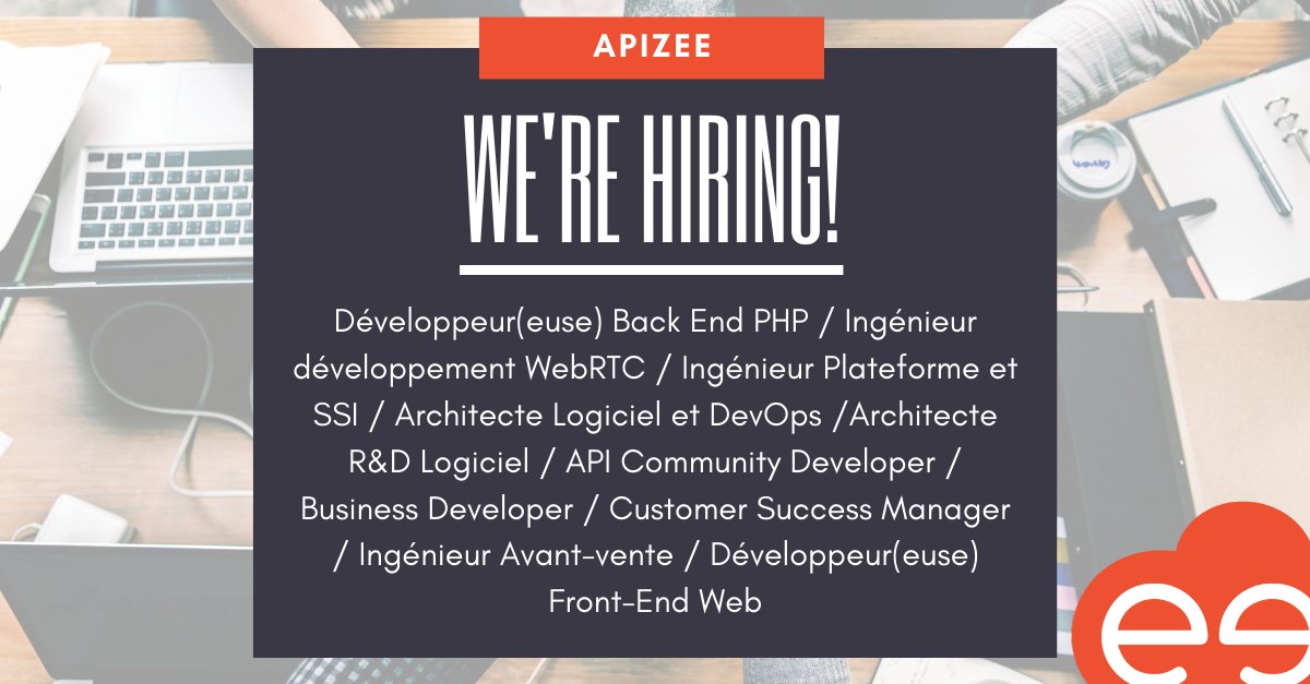 apizee's tweet image. Pour accompagner sa croissance et développer ses offres Apizee #recrute :
Pour postuler 👉 ow.ly/GyDH50BjEyN
#Dev #ArchitecteLogiciel #Backend #Frontend #WebRTC #SSI #DevOps #BizDev #CSM #presales #API #jobs #lannion #passezalouest #workinlannion @FTBrestPlus @Anticipa