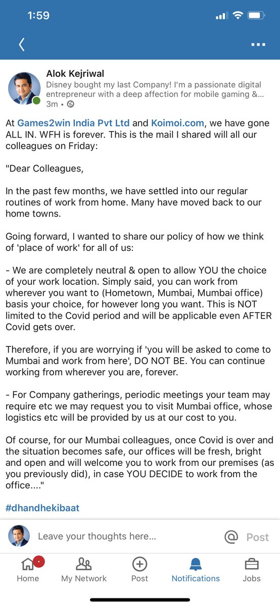 rodinhood's tweet photo. At @Games2win and @Koimoi , we’ve gone all in with WFH.

Colleagues can choose to work from wherever they want, for as long as they want. No timelines applicable.

Check pics for my message to all team members! https://t.co/LG6WMjWd0H