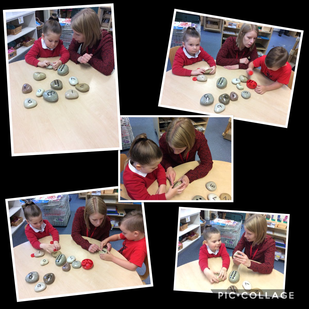 Our ELC Trainee engaging with our young learners supporting and developing their early numeracy skills using everyday resources.The stones new to our learning environment this morning. Number recognition, sorting & matching.⁦#earlynumeracy @ElccClacks⁩ ⁦@ELCScotGov⁩