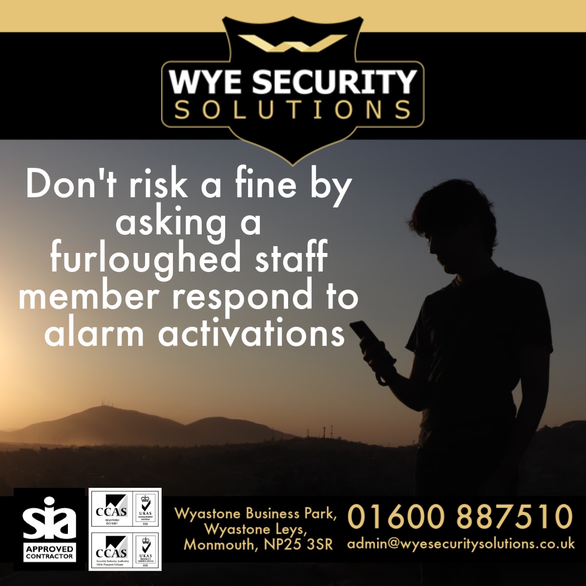 Remember,  you cannot ask a furloughed employee to respond to an alarm activation. 

If you’re planning on going away yourself then call us to find out about temporary alarm response cover. 
01600887510
#HerefordHour