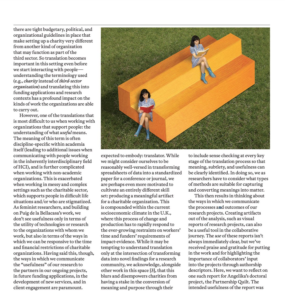 how do we go about making our research useful for the charities and third-sector organisations we work with? 🧐 <a href="/tripsandflips_/">Dr Angelika Strohmayer ✊🇪🇺</a> and I wrote a piece that ponders this in the latest edition of <a href="/interactionsMag/">Interactions</a>. interactions.acm.org/archive/view/s…
