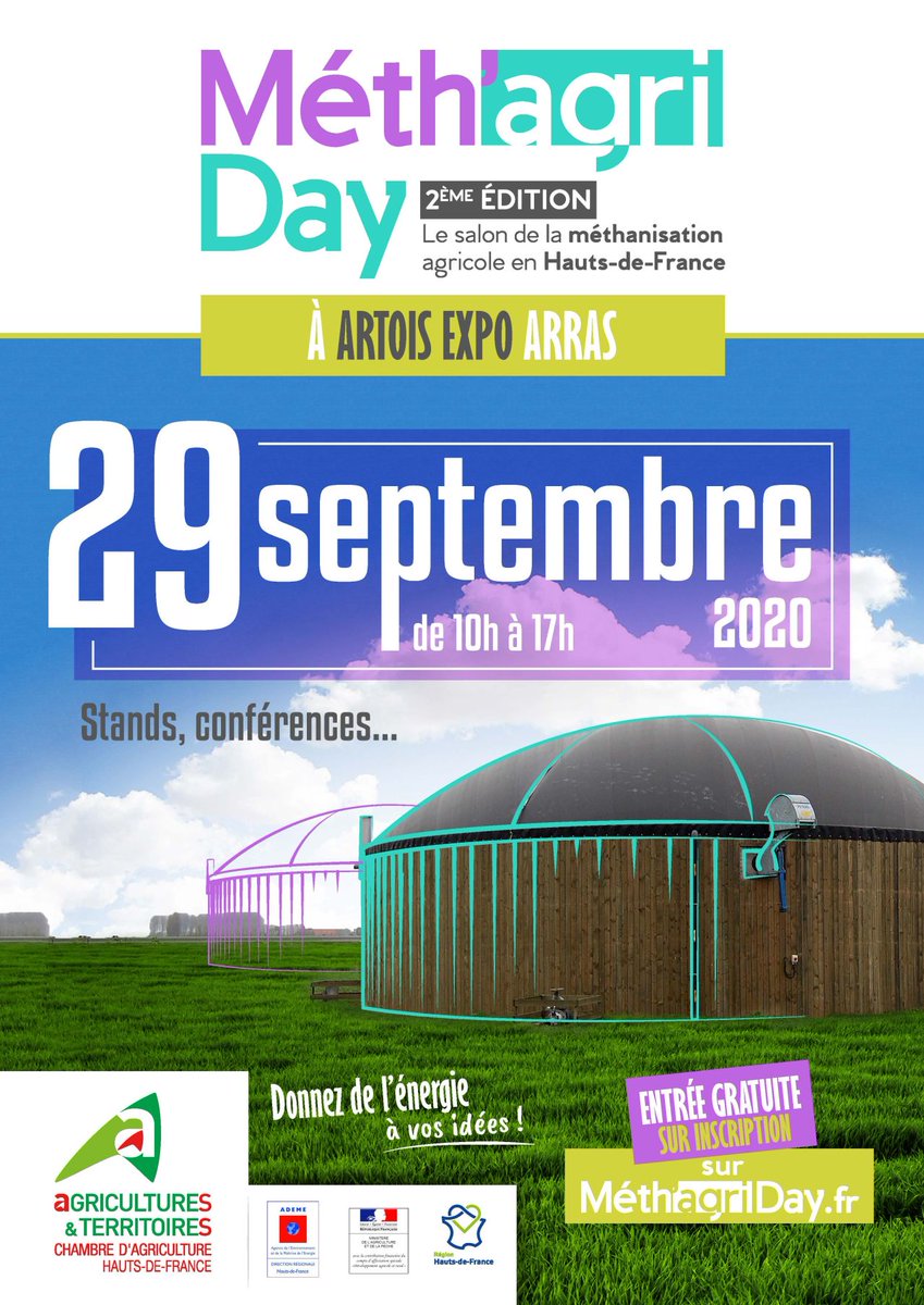 Salon de la #méthanisation #agricole Méth'agri Day le 29.09 à #ArtoisEXPO
Info et inscriptions : methagriday.fr