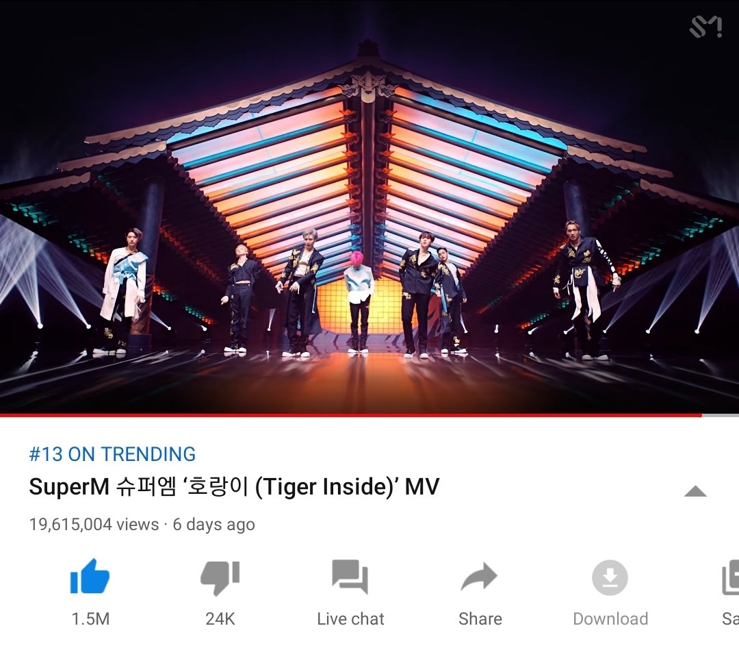 MarkLeeStreams's tweet photo. [200901 SuperM ‘호랑이 (Tiger Inside)’ MV] 

Keep streaming 'Tiger Inside'! Be sure to like and comment! 🐯

Views: 19,615,004 (615k⬆)
Likes: 1,5M (=)
Comments: 245K (1K⬆)

🔗 https://t.co/QygU1gnTQD

#Mark #마크
#マーク #SuperM       
#SuperM_TigerInside
#SuperMarkTigerInside https://t.co/3Cor9C3RV8